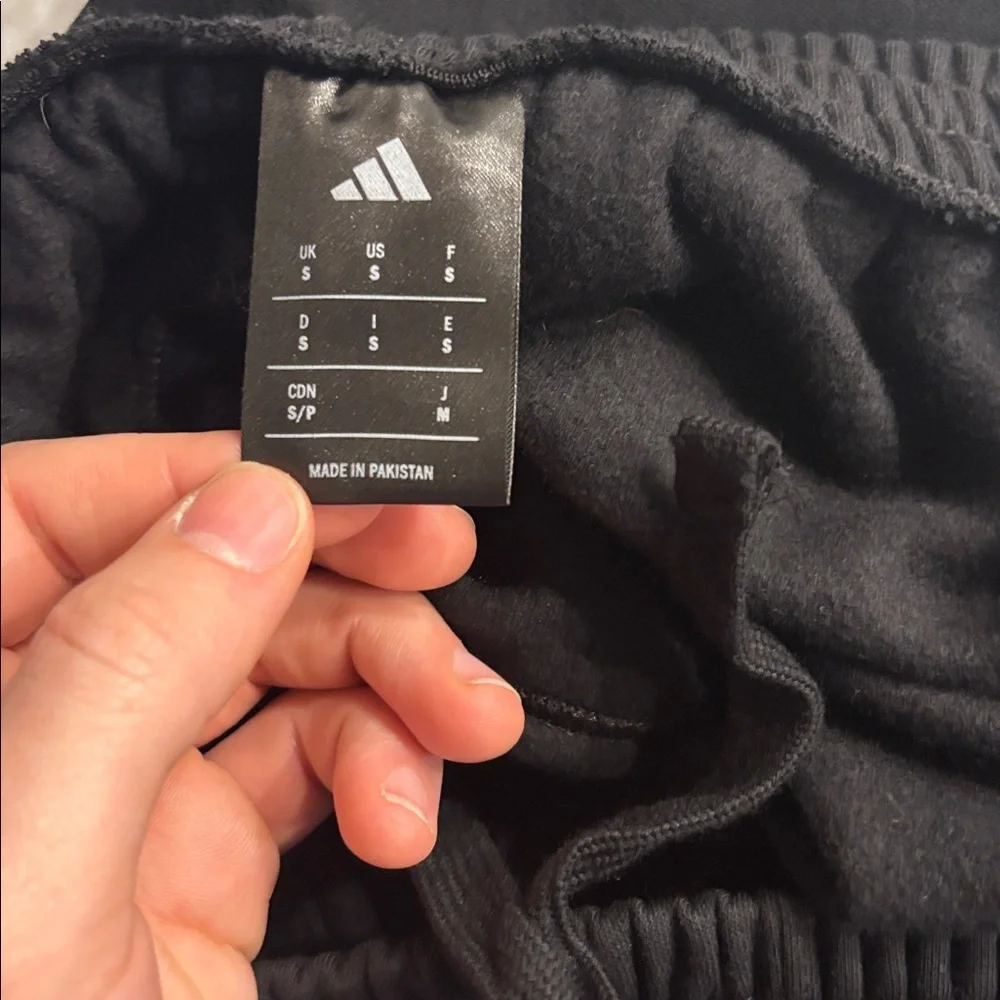 Adidas black “all season” cargo pants open hem